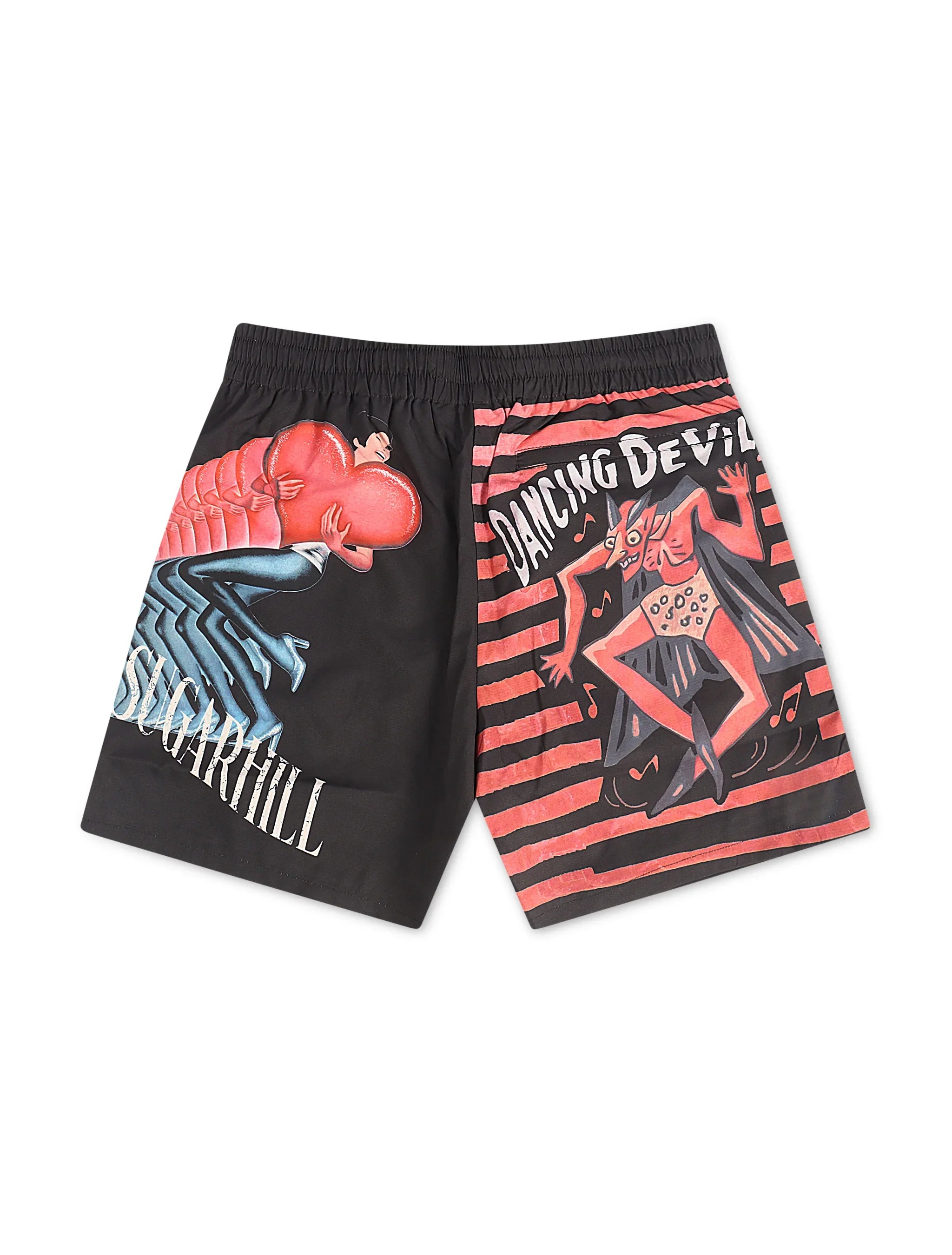 Sugarhill Dancing Poly Shorts - Black/Red by Denim Exchange