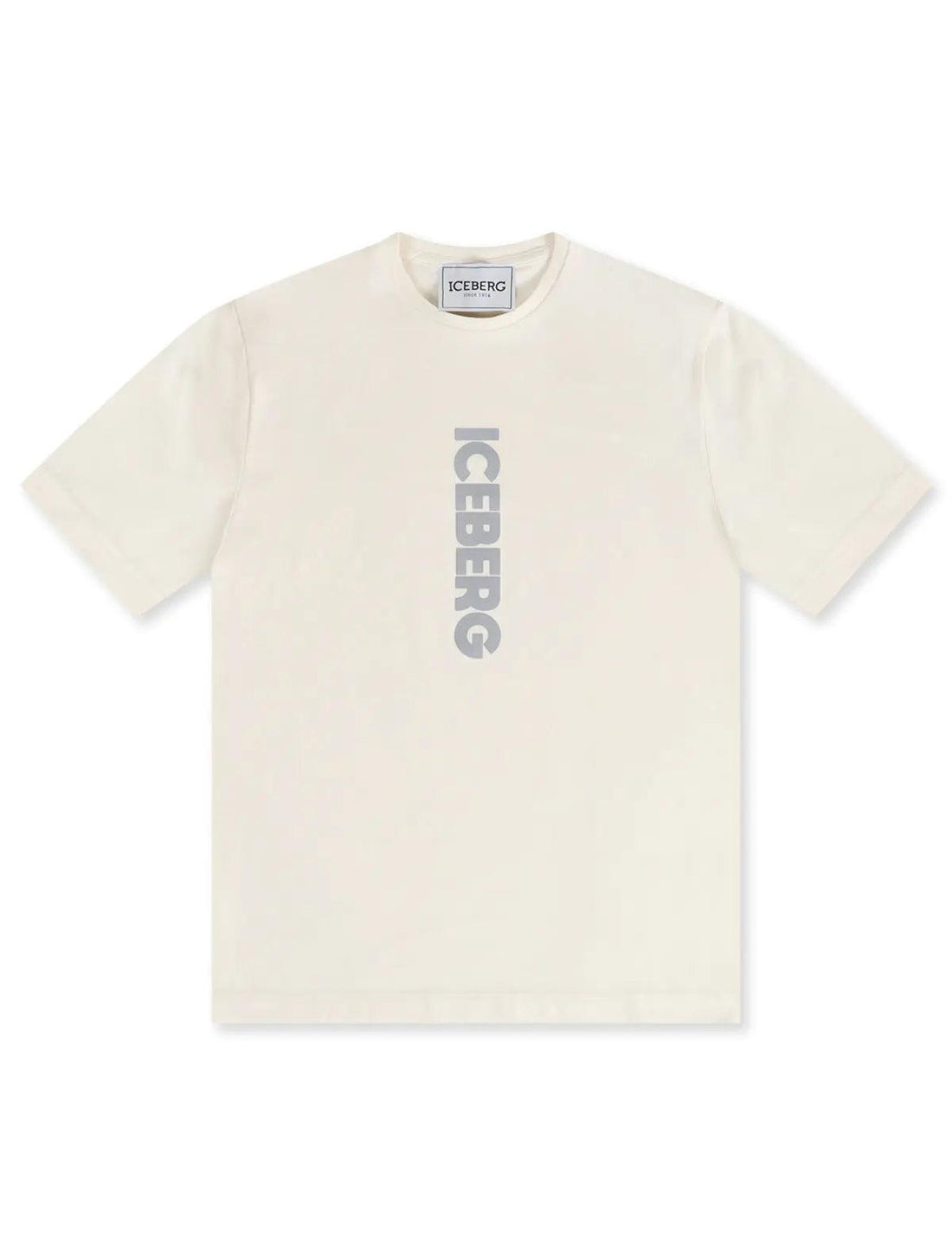 Iceberg Vertical Logo Tee - Cream by Denim Exchange