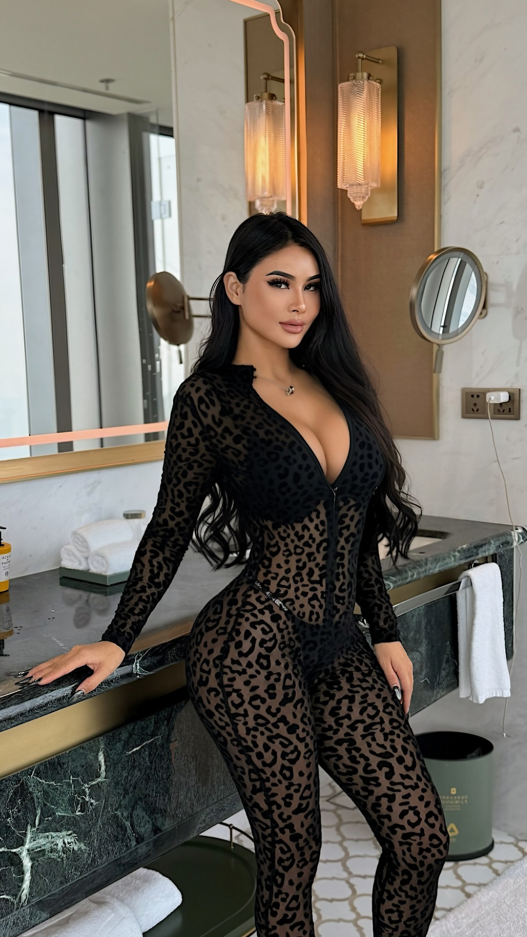 Fierce Elegance Velvet Leopard Bodysuit