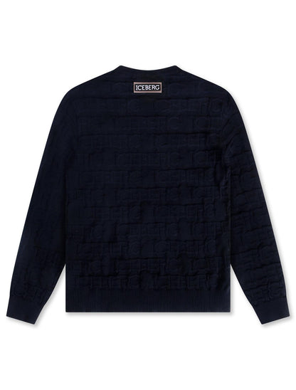 Iceberg All Over Knitted Sweater - Navy by Denim Exchange