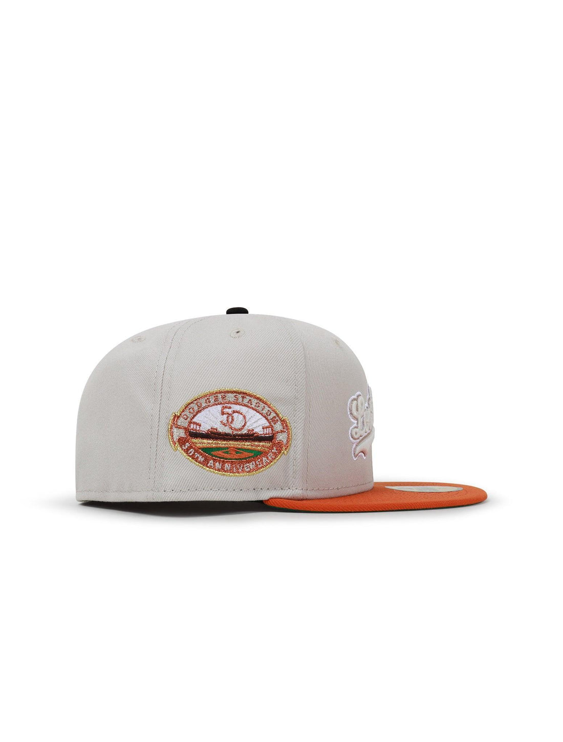 New Era 5950 Dodgers 50Th Anniversary Hat - Stone/Burnt Orange by Denim Exchange