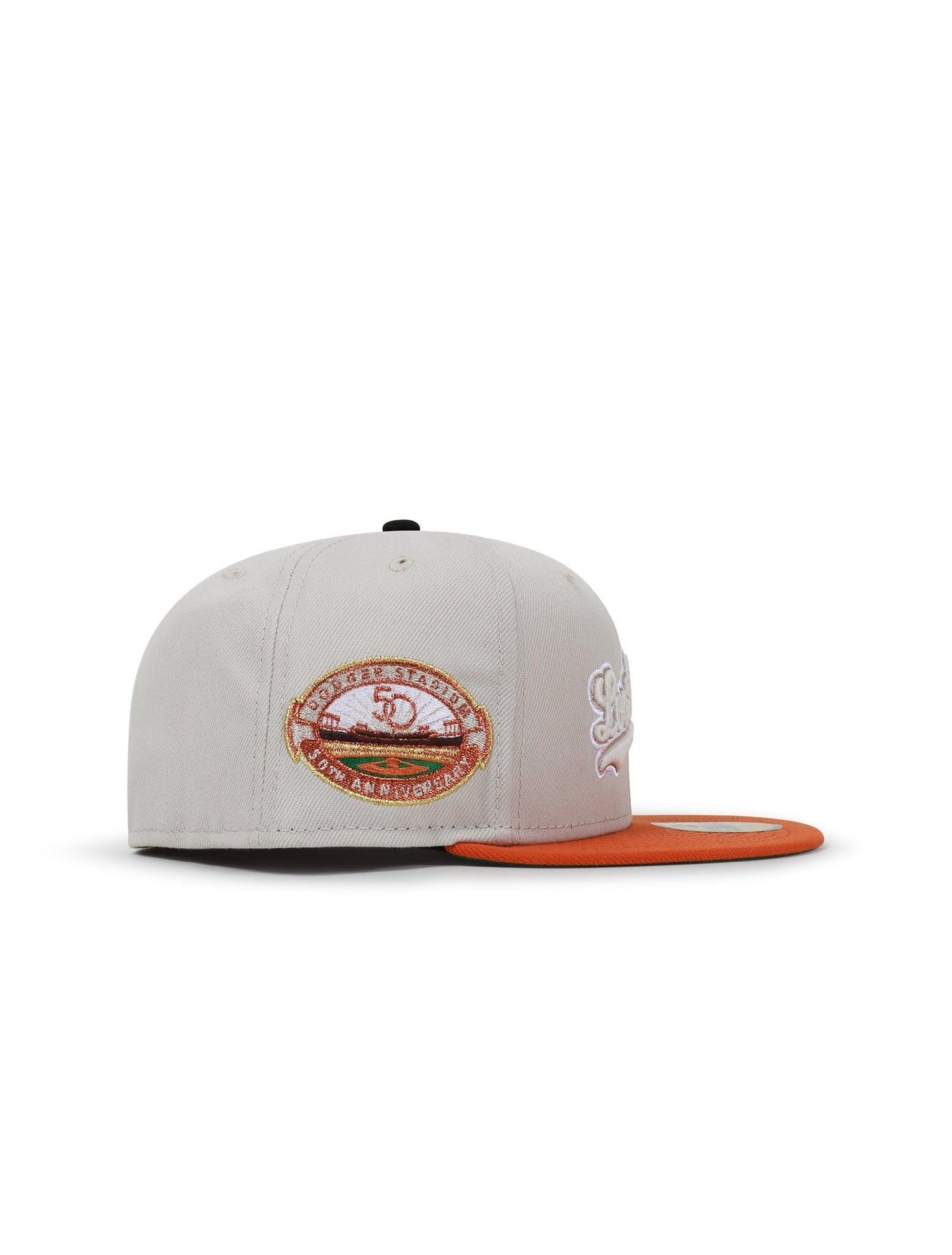 New Era 5950 Dodgers 50Th Anniversary Hat - Stone/Burnt Orange by Denim Exchange