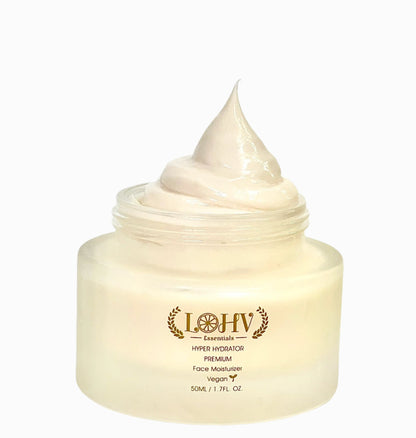 PREMIUM 100% VEGAN HYPER HYDRATOR Face Moisturizer With SPF 30 + Hyaluronic Acid + Lactic acid + Vitamin C + Kombucha by LOHV ESSENTIALS