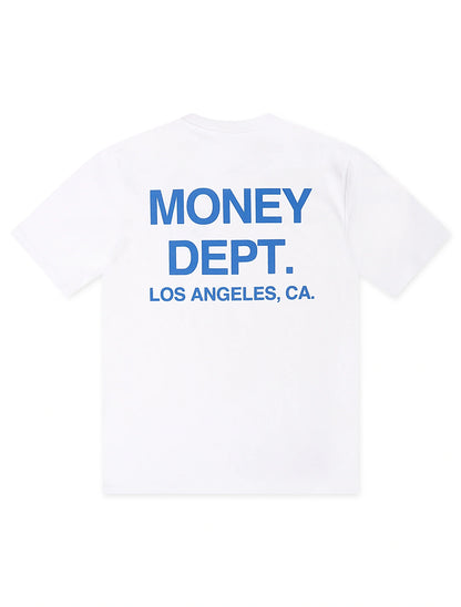 Money Dept. Los Angeles Heavyweight Tee - White/Blue by Denim Exchange
