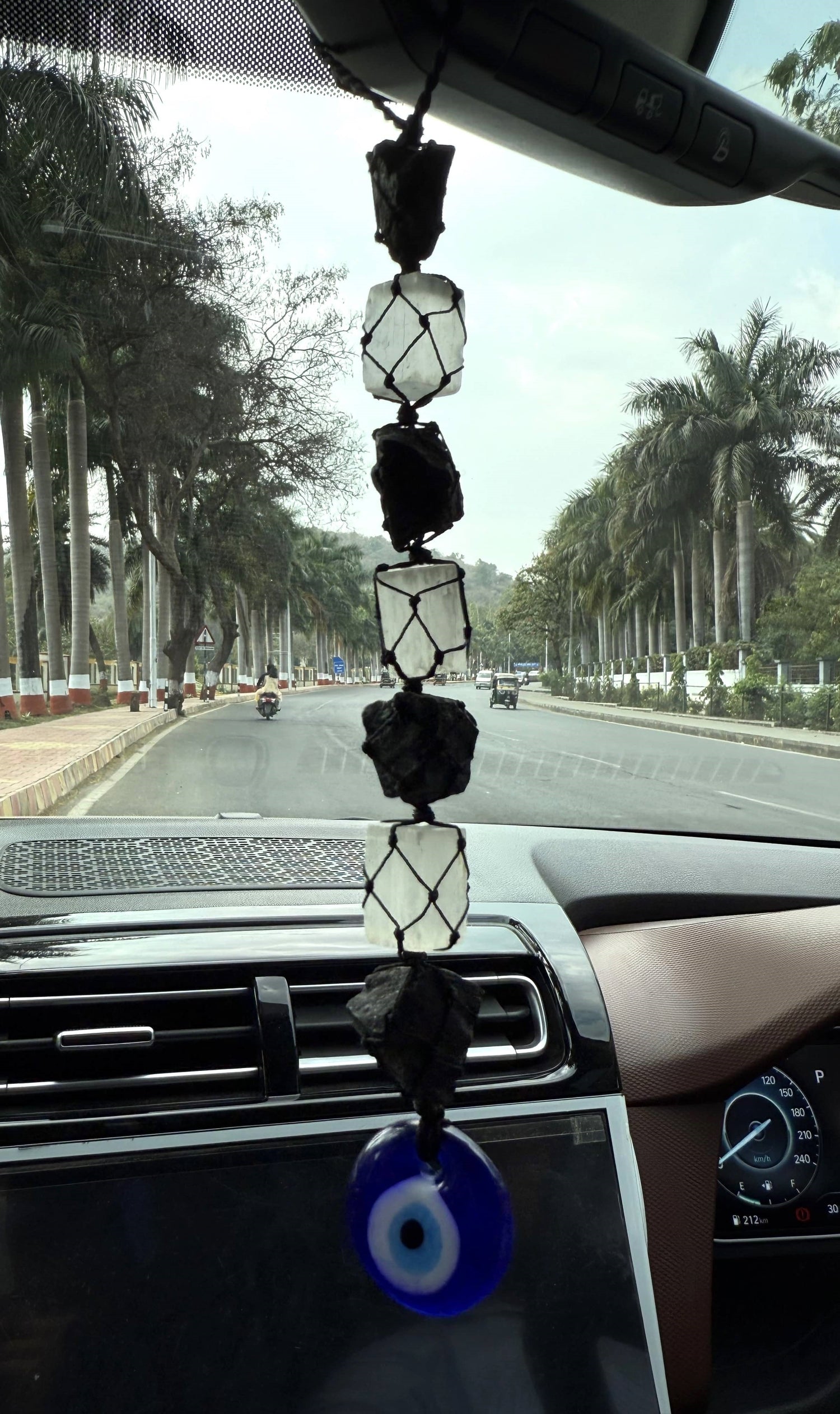 Black Tourmaline &amp; Selenite With Evil Eye Crystal Hanger  DestGlow