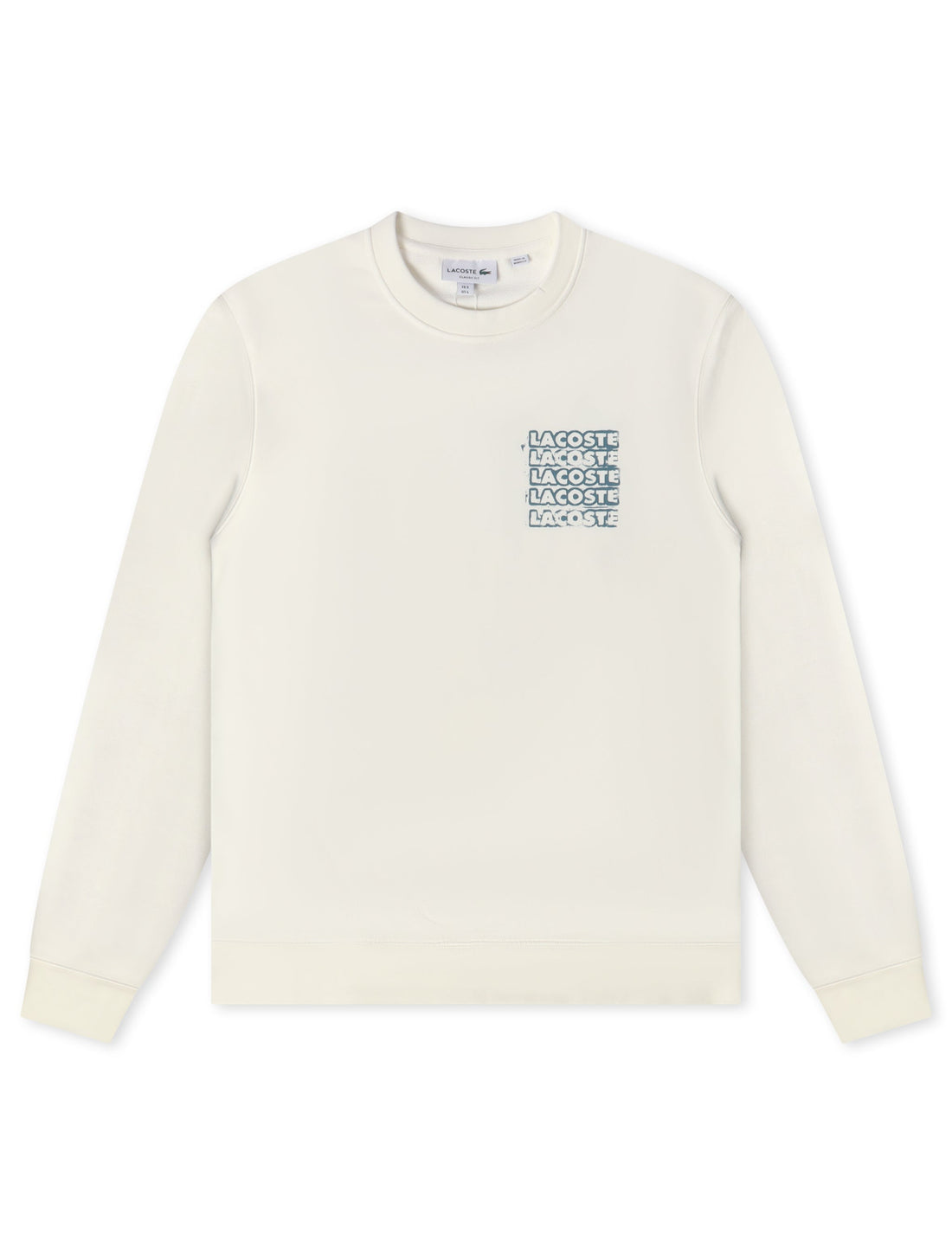Lacoste Graphic Print Fleece Sweatshirt - Cream by Denim Exchange