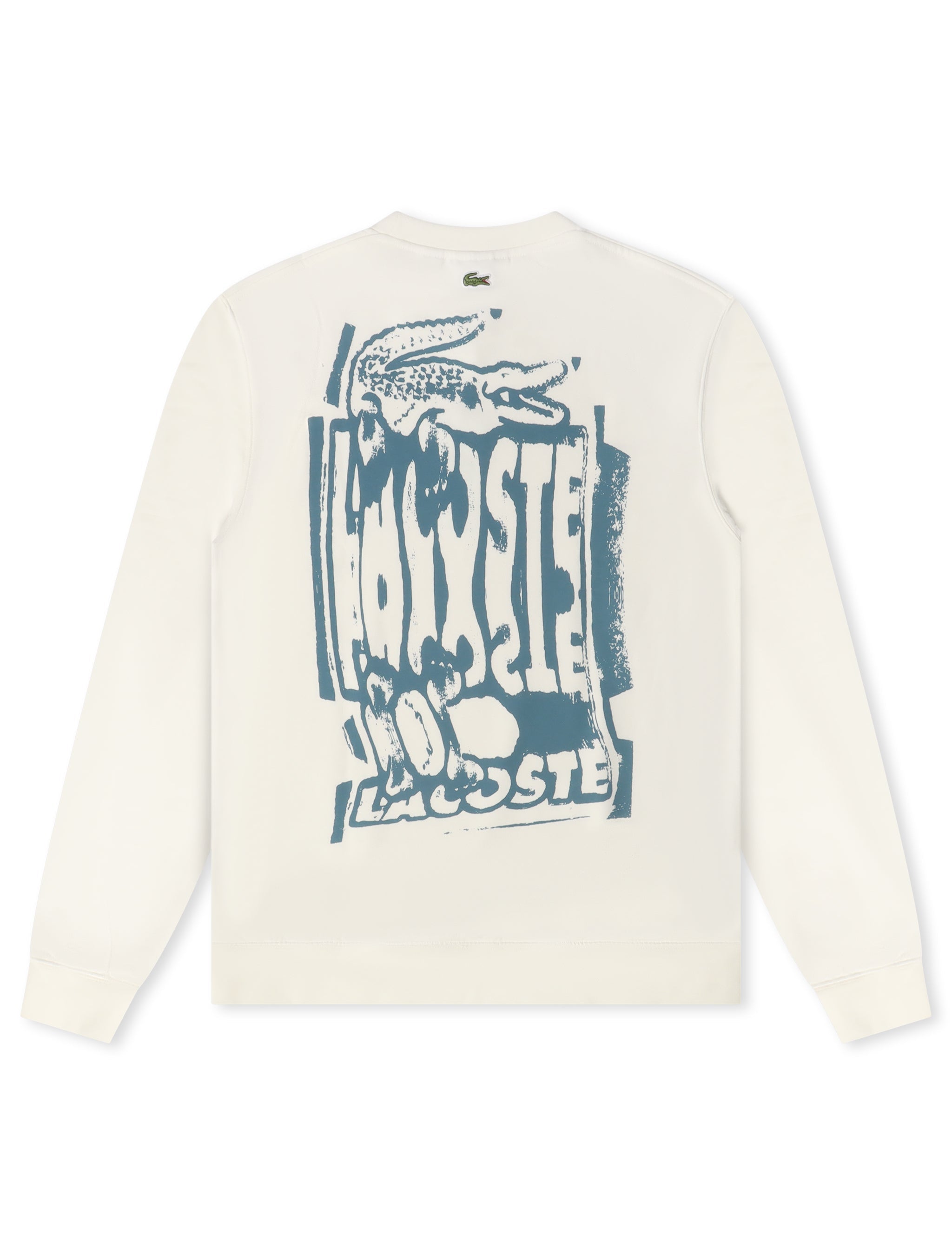 Lacoste Graphic Print Fleece Sweatshirt - Cream by Denim Exchange