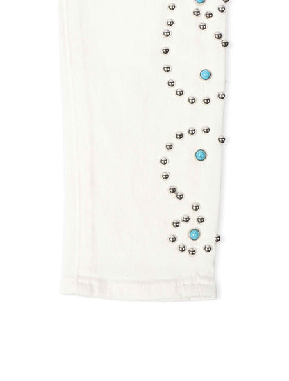Embellish Onix Rhinestone Jeans - White by Denim Exchange