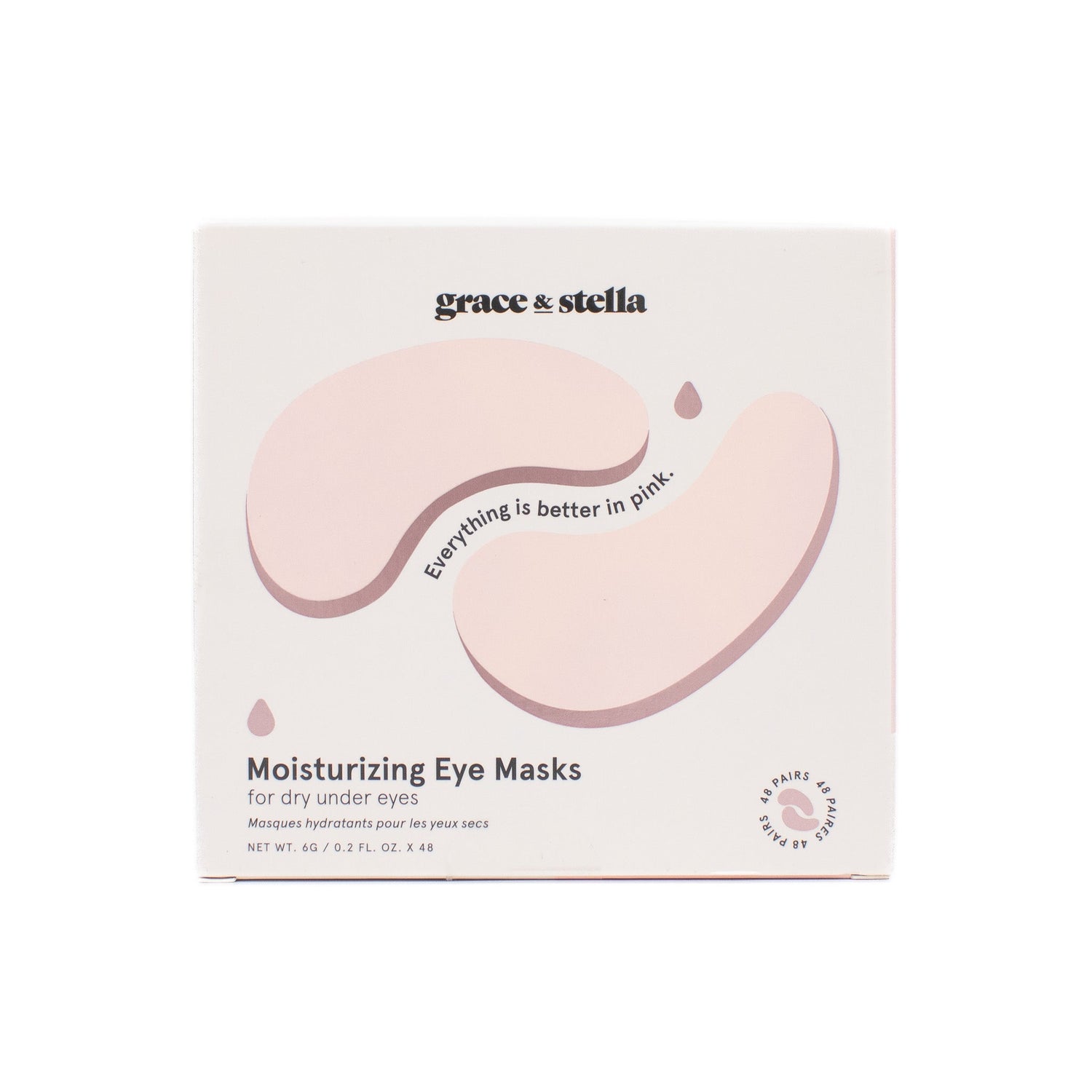 Grace &amp; Stella Moisturizing Pink Eye Masks 48 Pairs - New