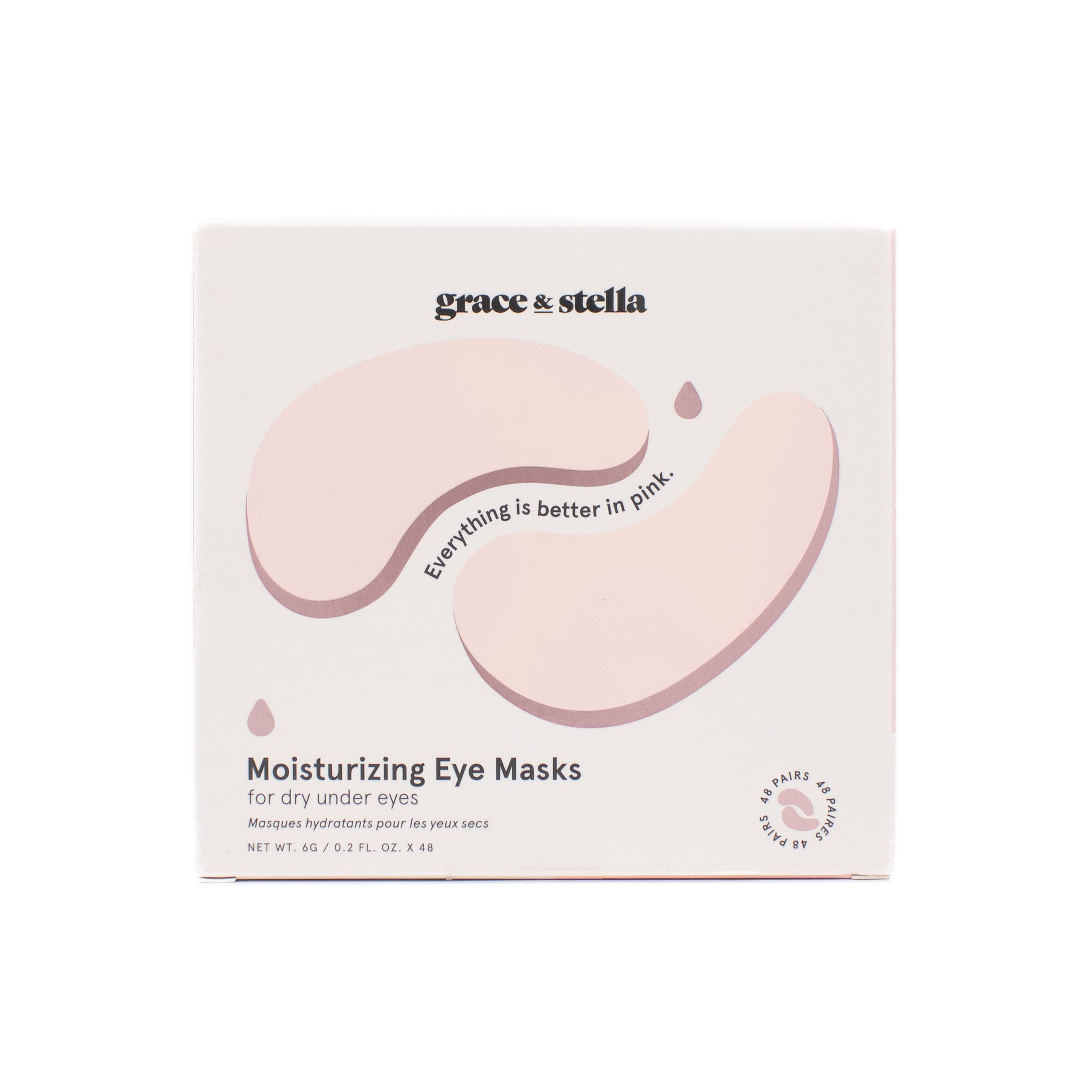 Grace &amp; Stella Moisturizing Pink Eye Masks 48 Pairs - New