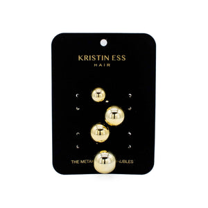 Kristin Ess The Metallic Pony Baubles Hair Elastics 2 pack Gold - New