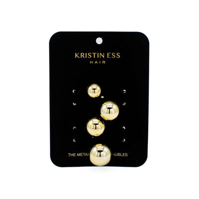 Kristin Ess The Metallic Pony Baubles Hair Elastics 2 pack Gold - New