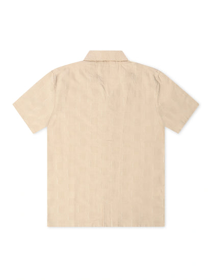 Denim Exchange Crochet Textured Button Up Shirt - Khaki by Denim Exchange