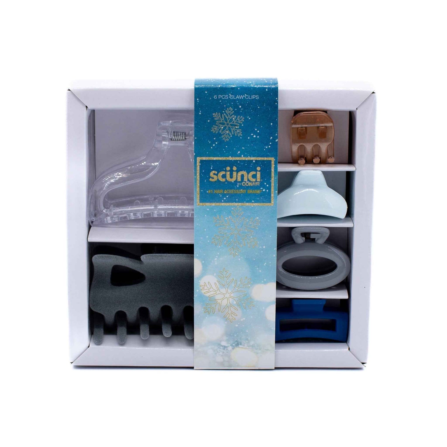 Scunci Claw Clips Assorted Styles 6ct - New