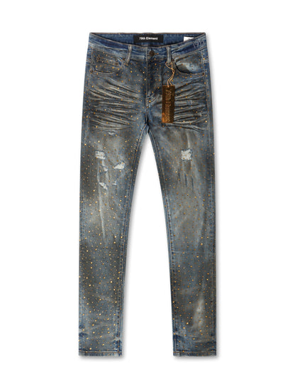 79th Element Gold Rhinestone Denim - Blue by Denim Exchange