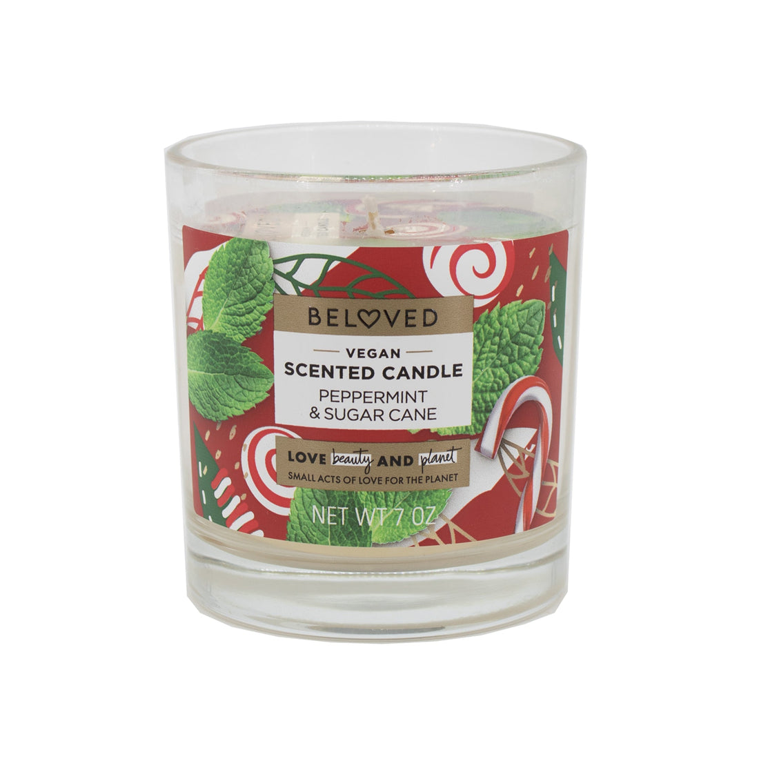 Beloved Vegan Scented Candle Peppermint &amp; Sugarcane 7oz - New