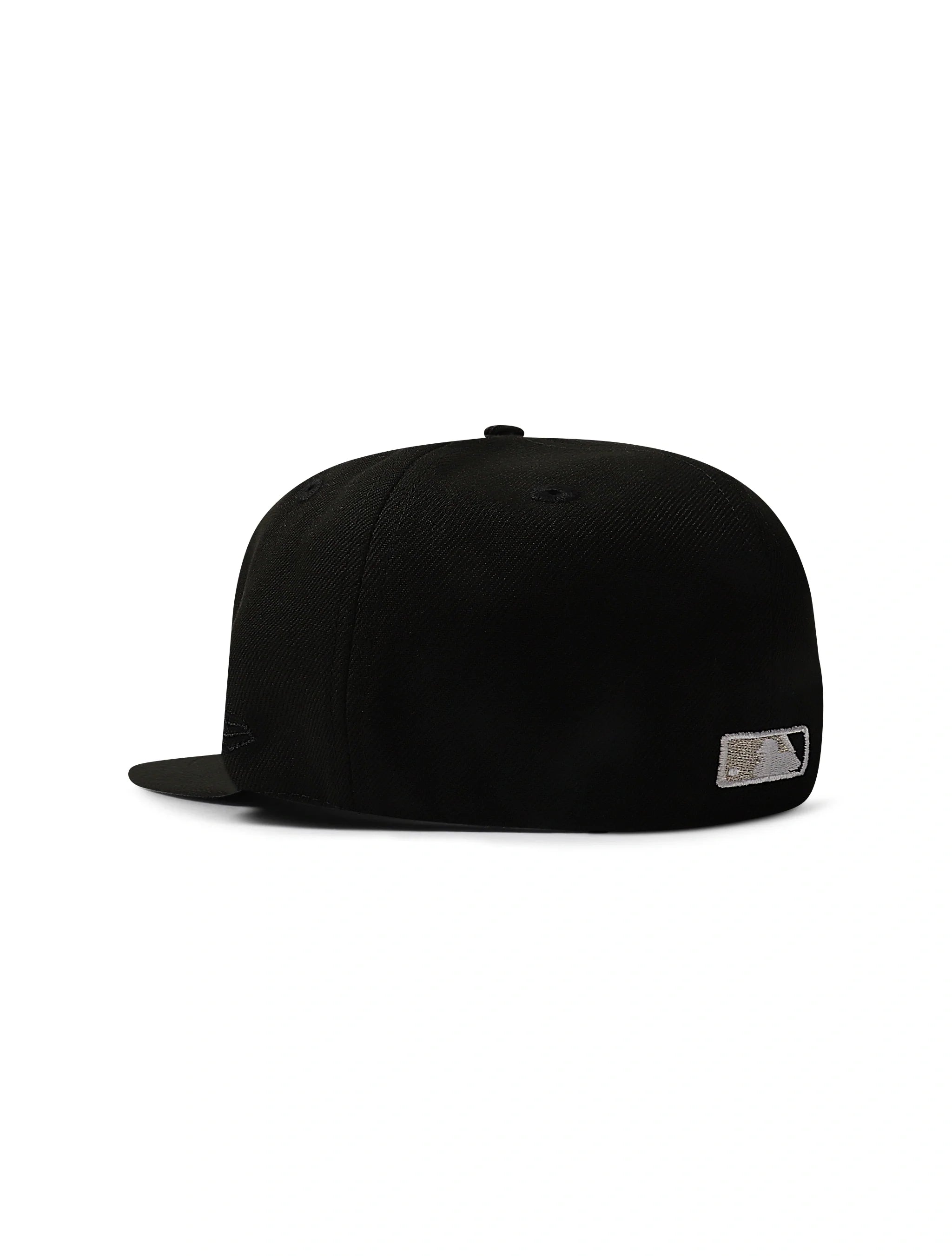 New Era 5950 Dodgers Side LA Metallic Script Hat - Black/Silver by Denim Exchange