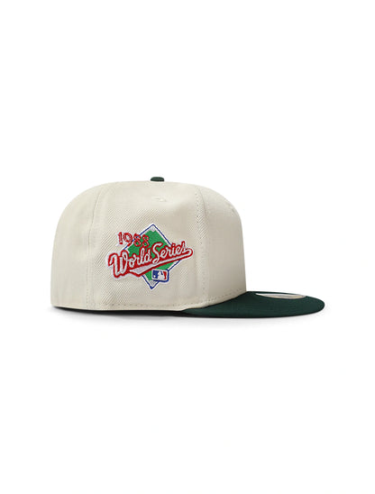 New Era 5950 Dodgers Upside Down LA World Series Hat - Chrome/Green by Denim Exchange