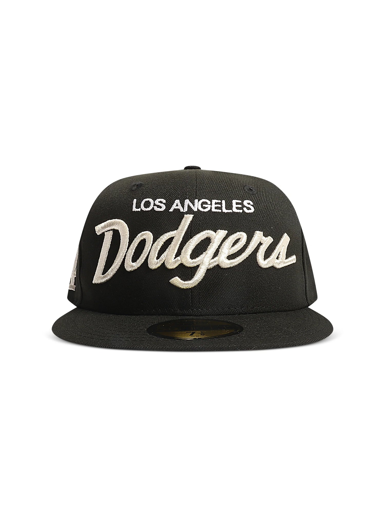 New Era 5950 Dodgers Side LA Metallic Script Hat - Black/Silver by Denim Exchange