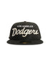 New Era 5950 Dodgers Side LA Metallic Script Hat - Black/Silver by Denim Exchange