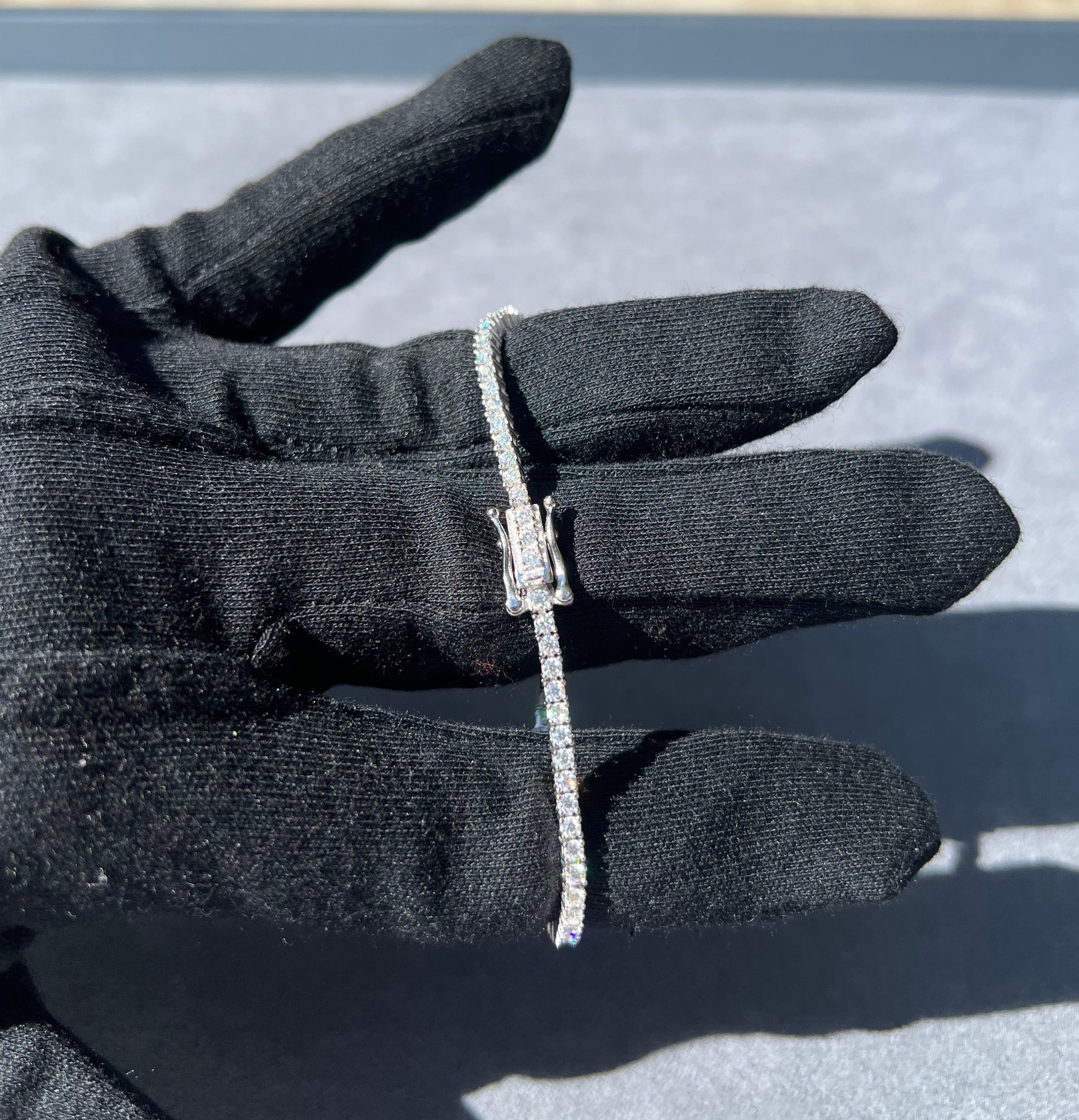 2mm Moissanite Tennis Bracelet in Solid 925 Silver - DestGlow