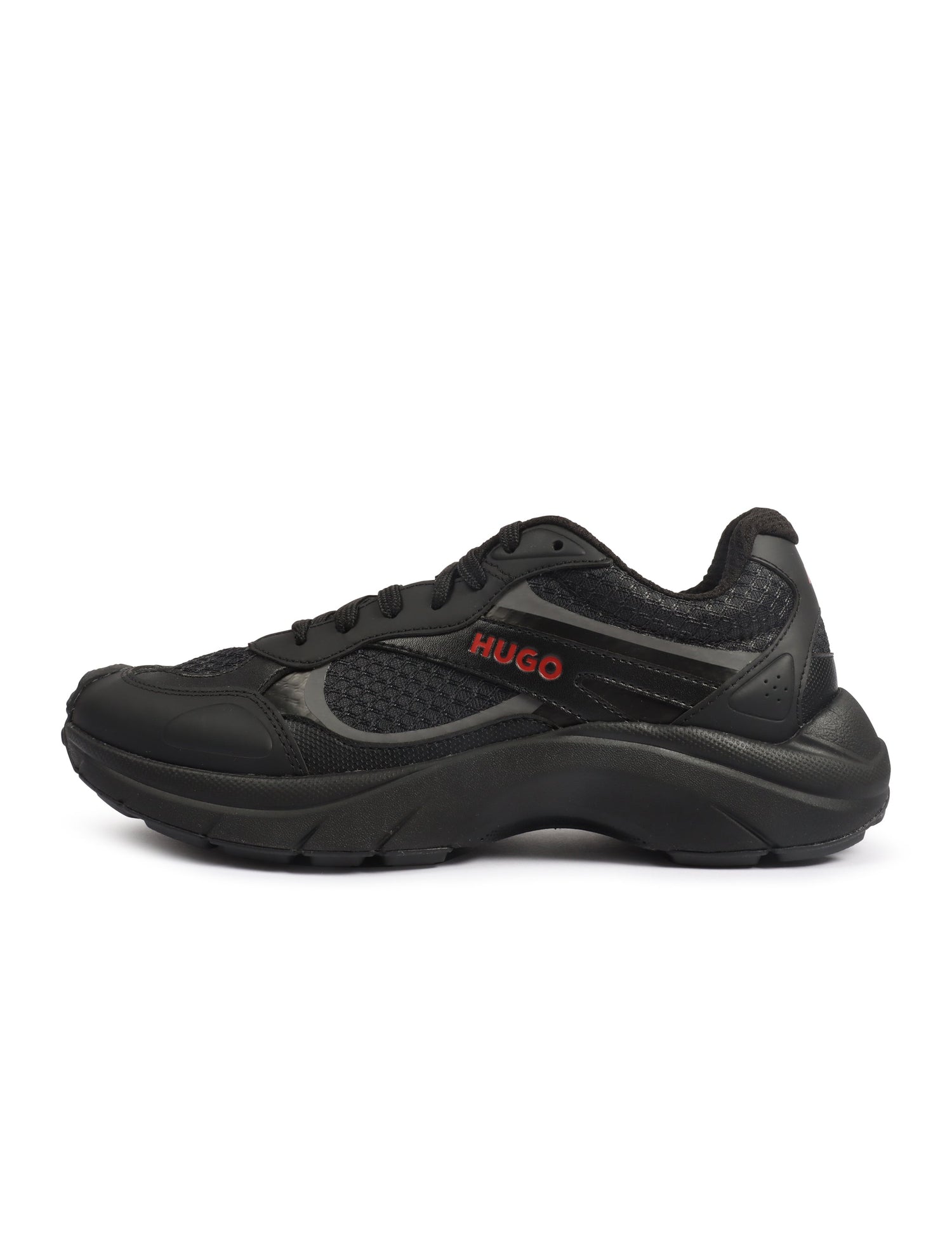 Hugo Boss Mens Trainers Leather Mesh - Black by Denim Exchange