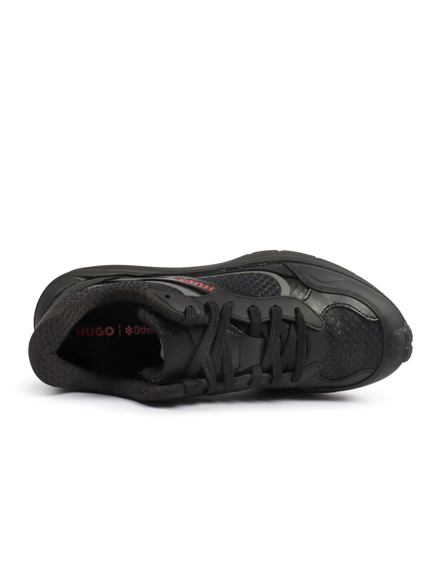 Hugo Boss Mens Trainers Leather Mesh - Black by Denim Exchange