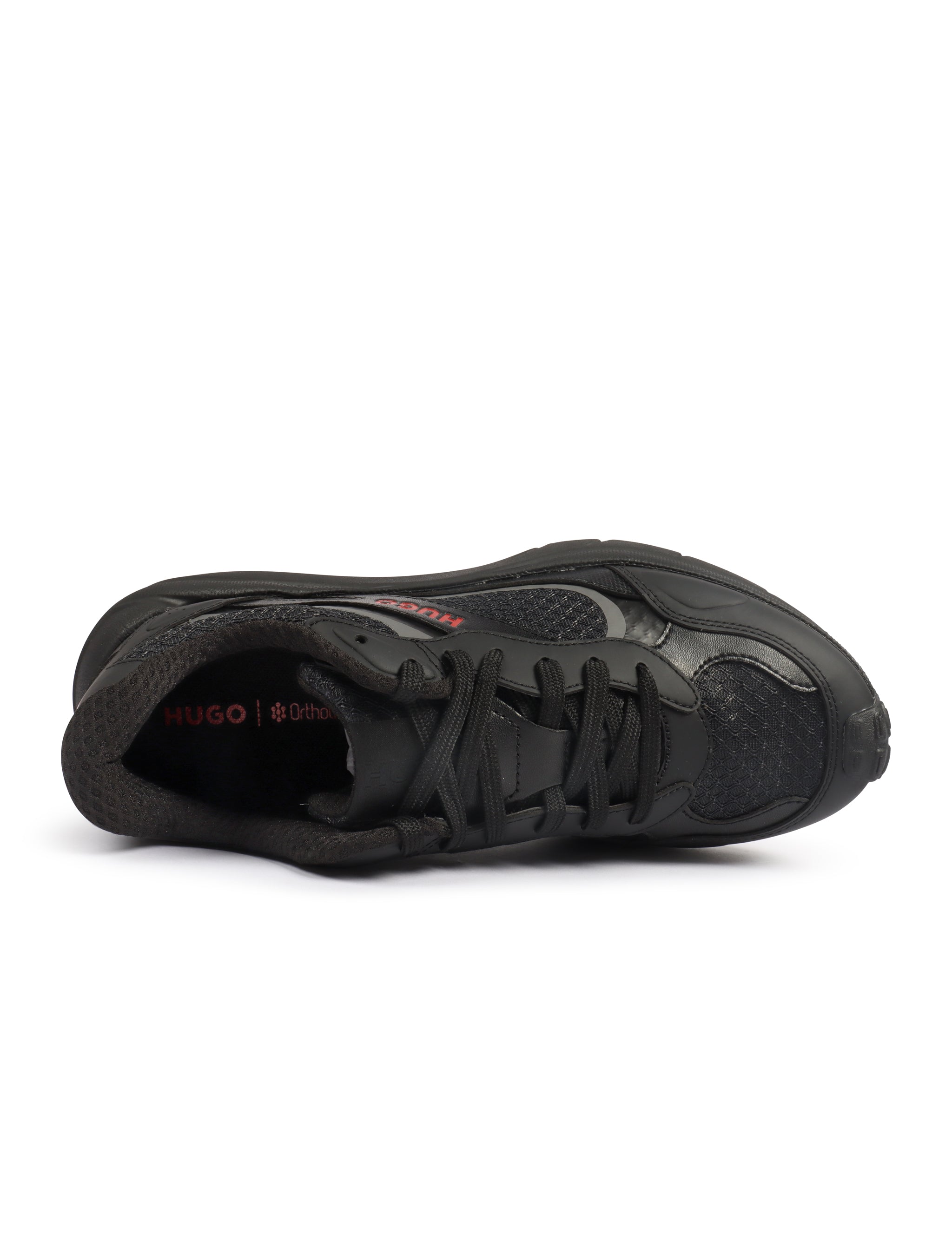 Hugo Boss Mens Trainers Leather Mesh - Black by Denim Exchange