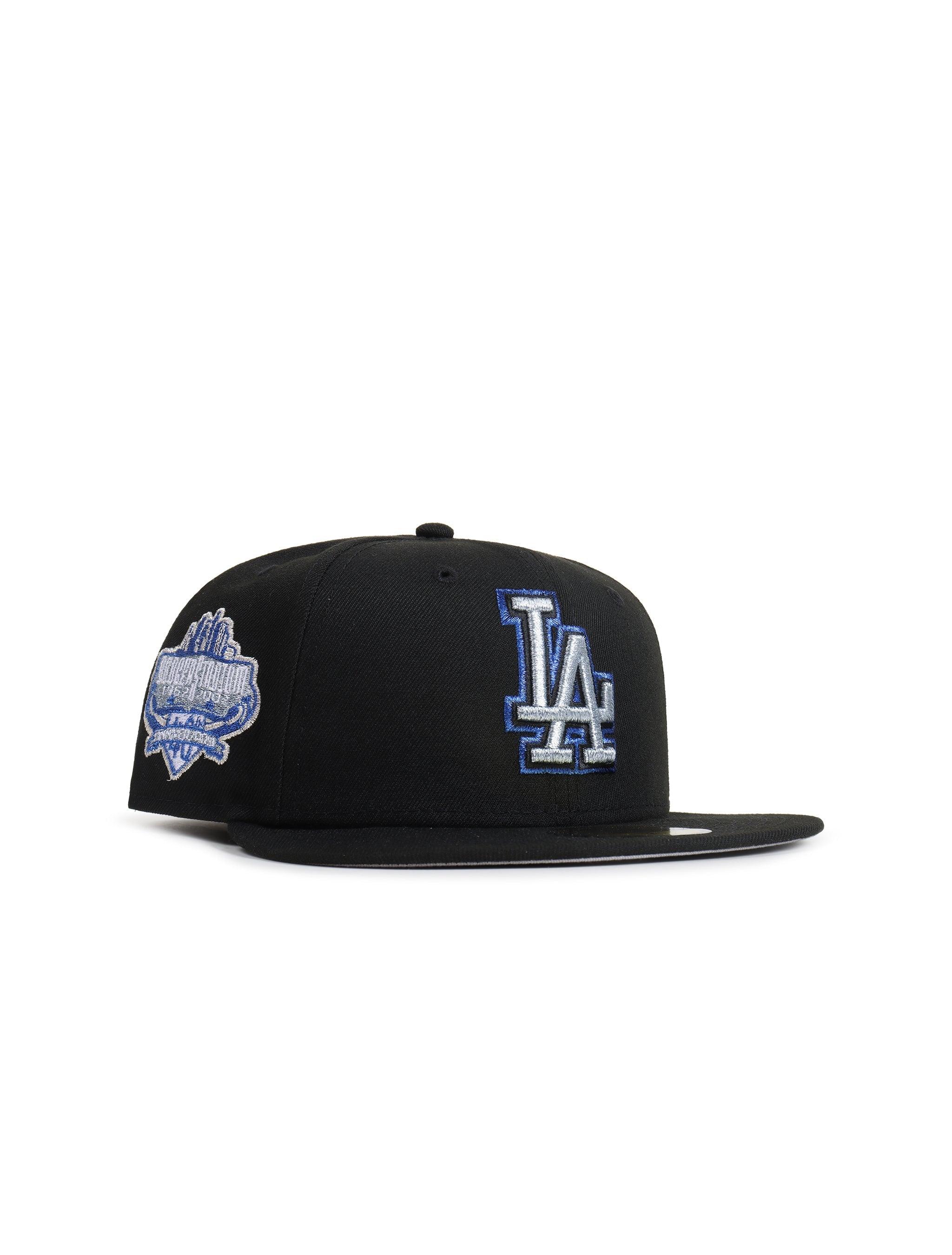 New Era 5950 Dodgers 40th Anniversary Hat - Black/Metallic Blue by Denim Exchange