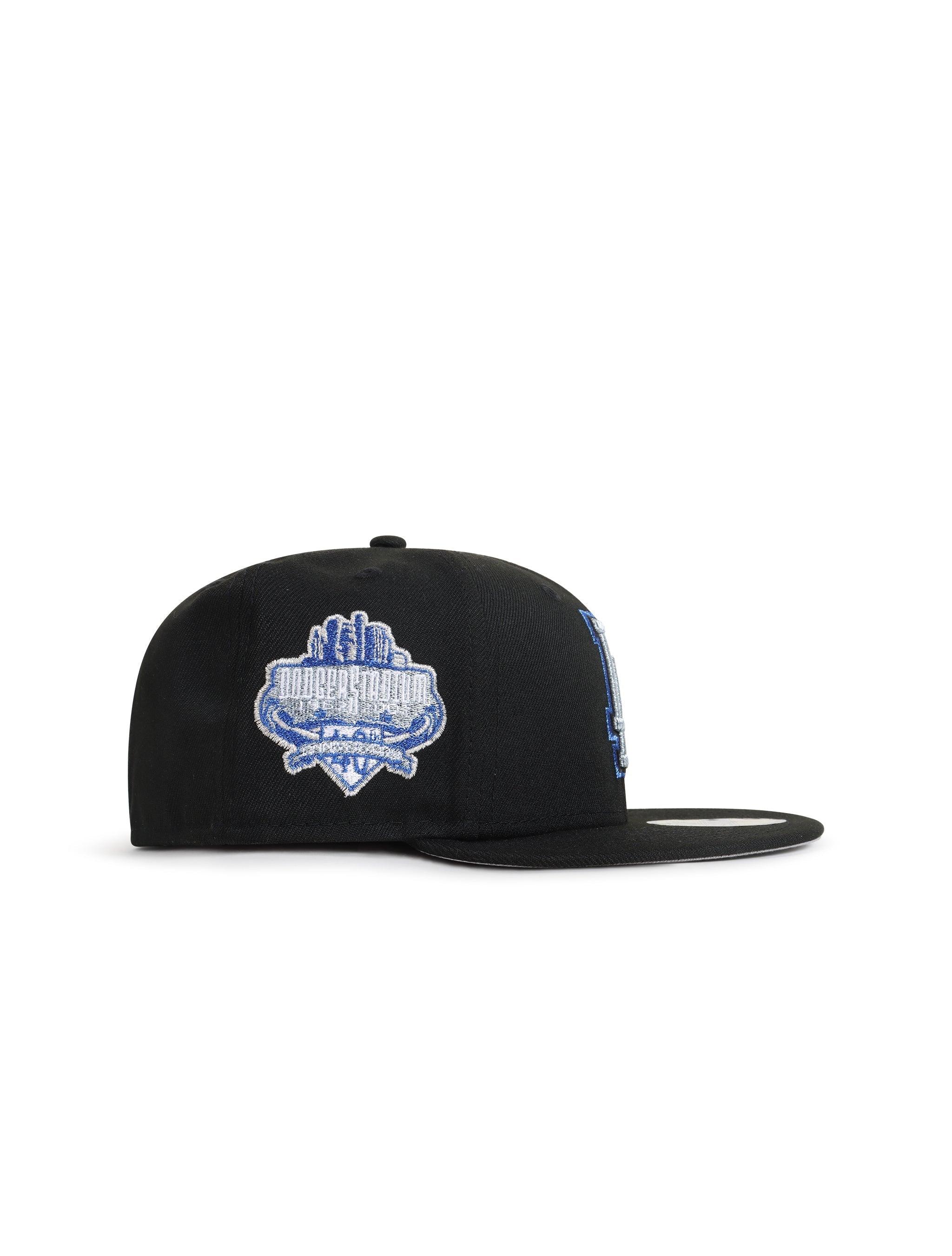New Era 5950 Dodgers 40th Anniversary Hat - Black/Metallic Blue by Denim Exchange