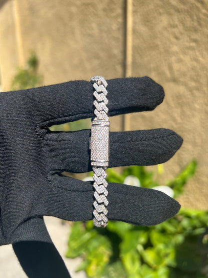 8MM Moissanite Cuban Bracelet in Solid 925 Silver - DestGlow