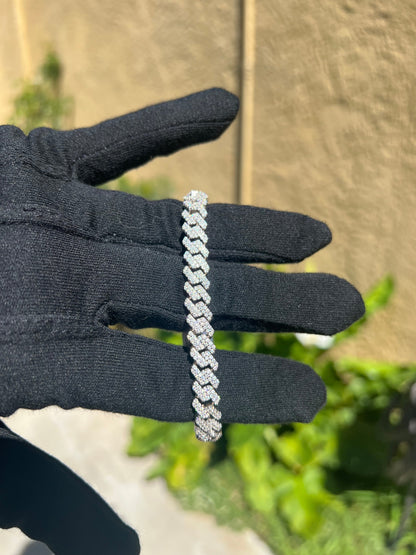 8MM Moissanite Cuban Bracelet in Solid 925 Silver - DestGlow