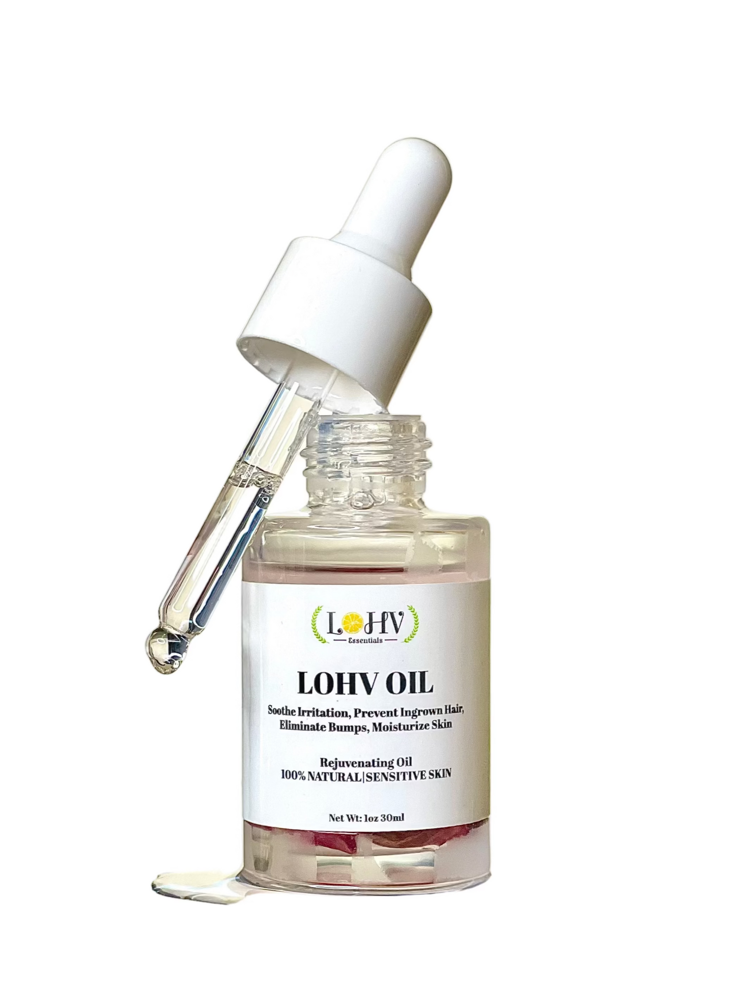 LOHV Multi-Purpose PREMIUM Rose Oil For Sensitive Skin. Clear Up Bumps, Ingrown Hairs On Face and Bikini Line, Soothes Irritation with Rosemary Oil + Vitamin E Oil + Grape Seed Oil + Sweet Almond Oil
