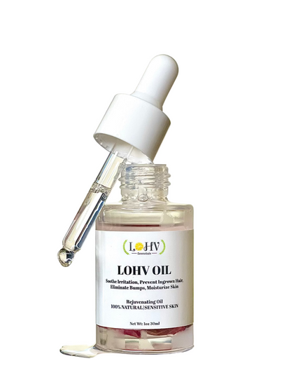LOHV Multi-Purpose PREMIUM Rose Oil For Sensitive Skin. Clear Up Bumps, Ingrown Hairs On Face and Bikini Line, Soothes Irritation with Rosemary Oil + Vitamin E Oil + Grape Seed Oil + Sweet Almond Oil