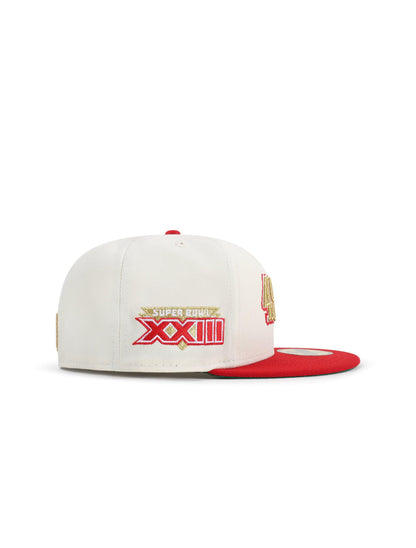 New Era 5950 San Francisco 49ers XXIII Super Bowl Patch Hat - Chrome/Red by Denim Exchange