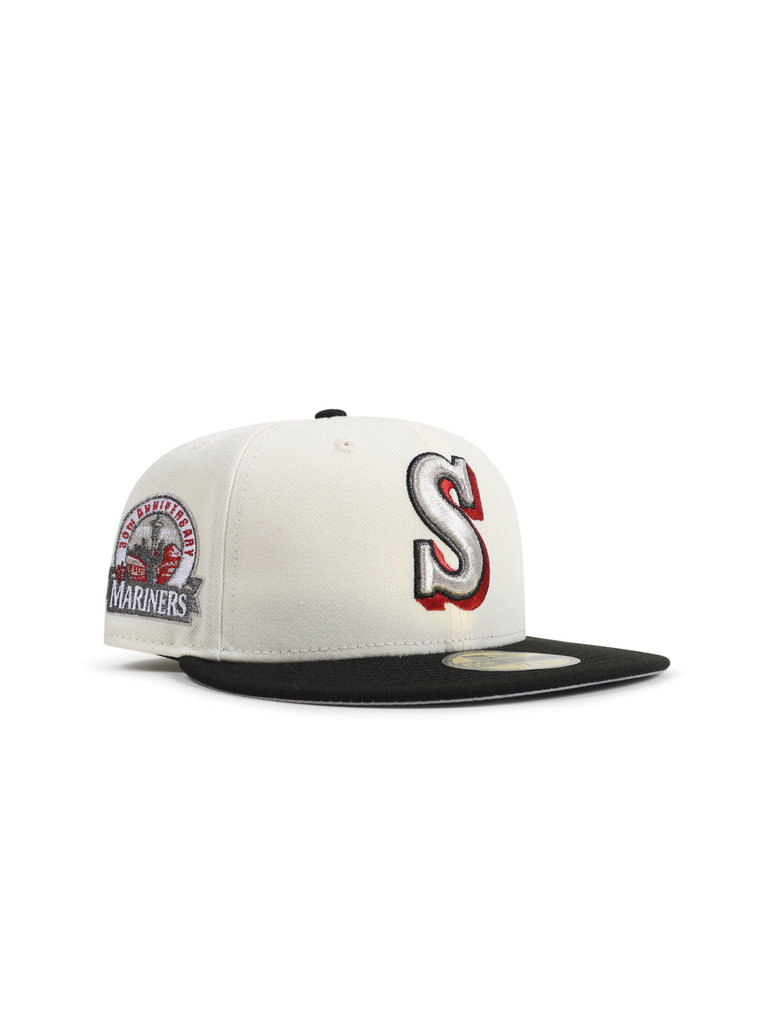 New Era 5950 Seattle Mariners 30th Anniversary Patch Hat - Chrome/Red by Denim Exchange