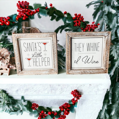 Santa's Helper Sign - Rustic Christmas Holiday Decor