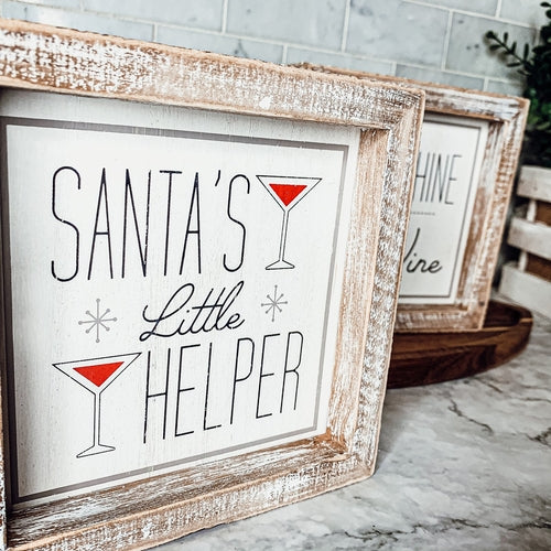 Santa's Helper Sign - Rustic Christmas Holiday Decor