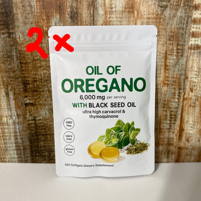 360 Softgels Organic Oil of Oregano 2 Bags of 180 Softgels 2 in 1 Black Seed Oil Herbal Supplement US by Roksy