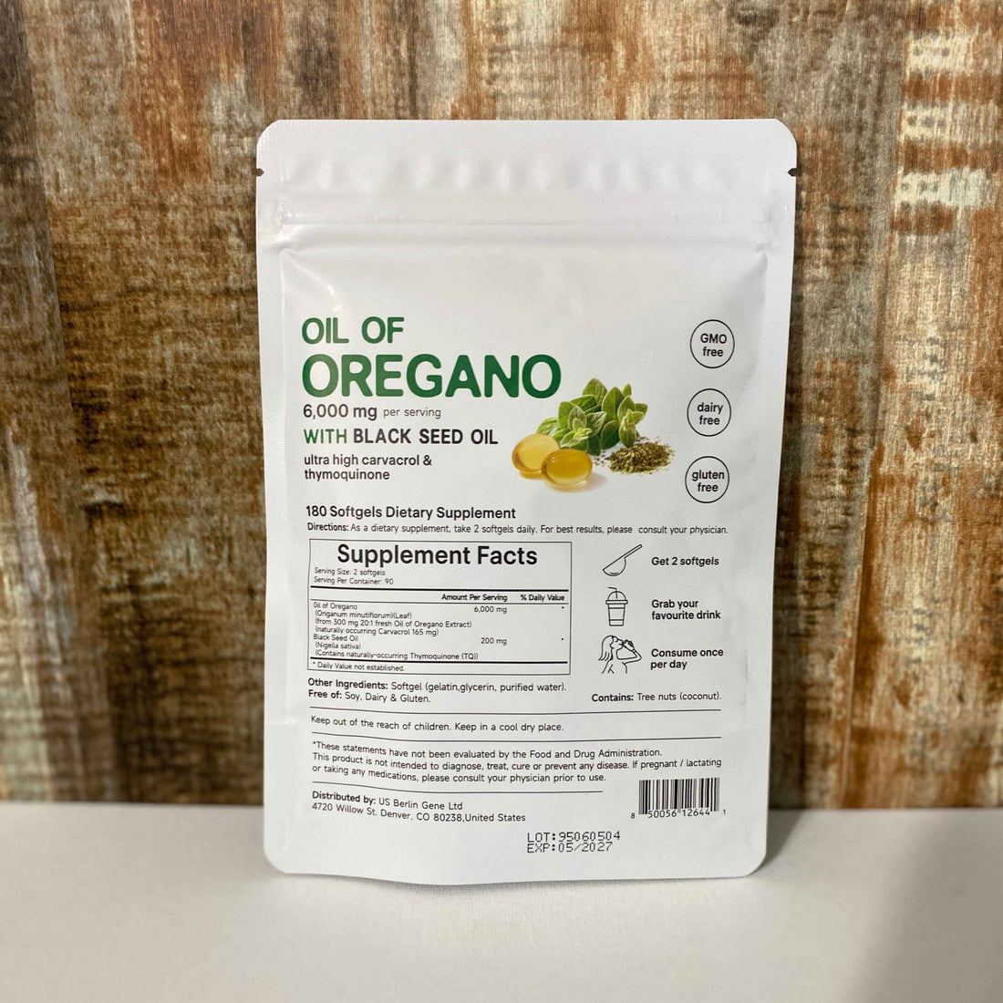 Organic Oil of Oregano 180 Softgels 2 in 1 Black Seed Oil Herbal Supplement US