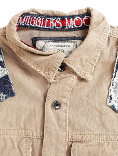 Smugglers Moon Button Up Woven Top - Khaki Plaid by Denim Exchange