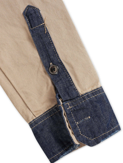 Smugglers Moon Button Up Woven Top - Khaki Plaid by Denim Exchange