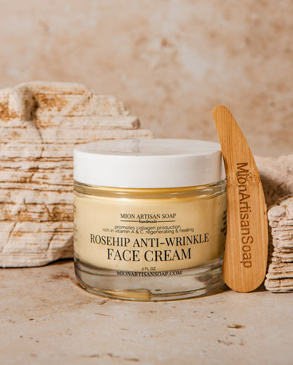 Rosehip Anti-Wrinkle Face Cream | Light Texture | Rich in Vitamins A &amp; C by MION Artisan Soap Co.