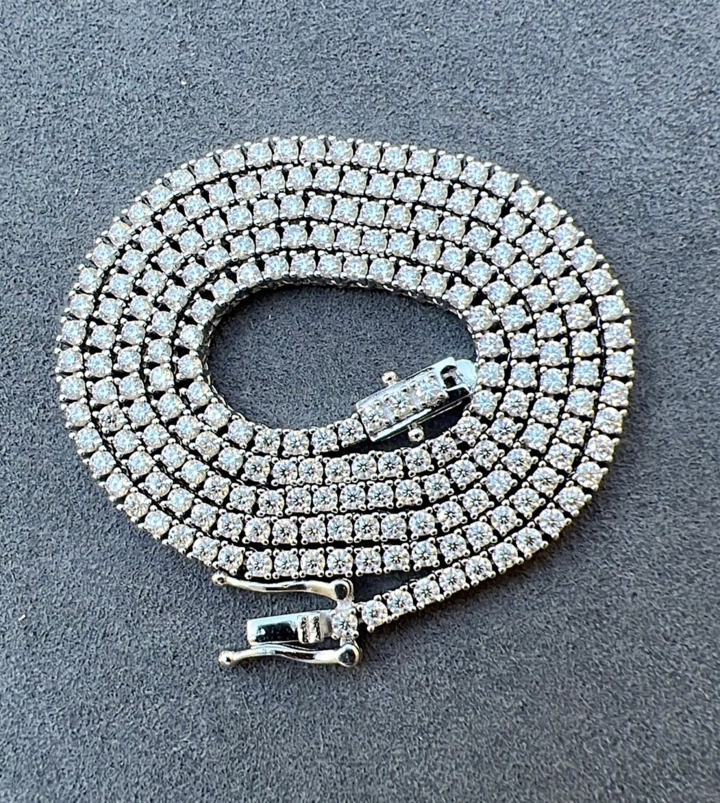 2mm Moissanite Tennis Necklace in Solid 925 Silver - DestGlow