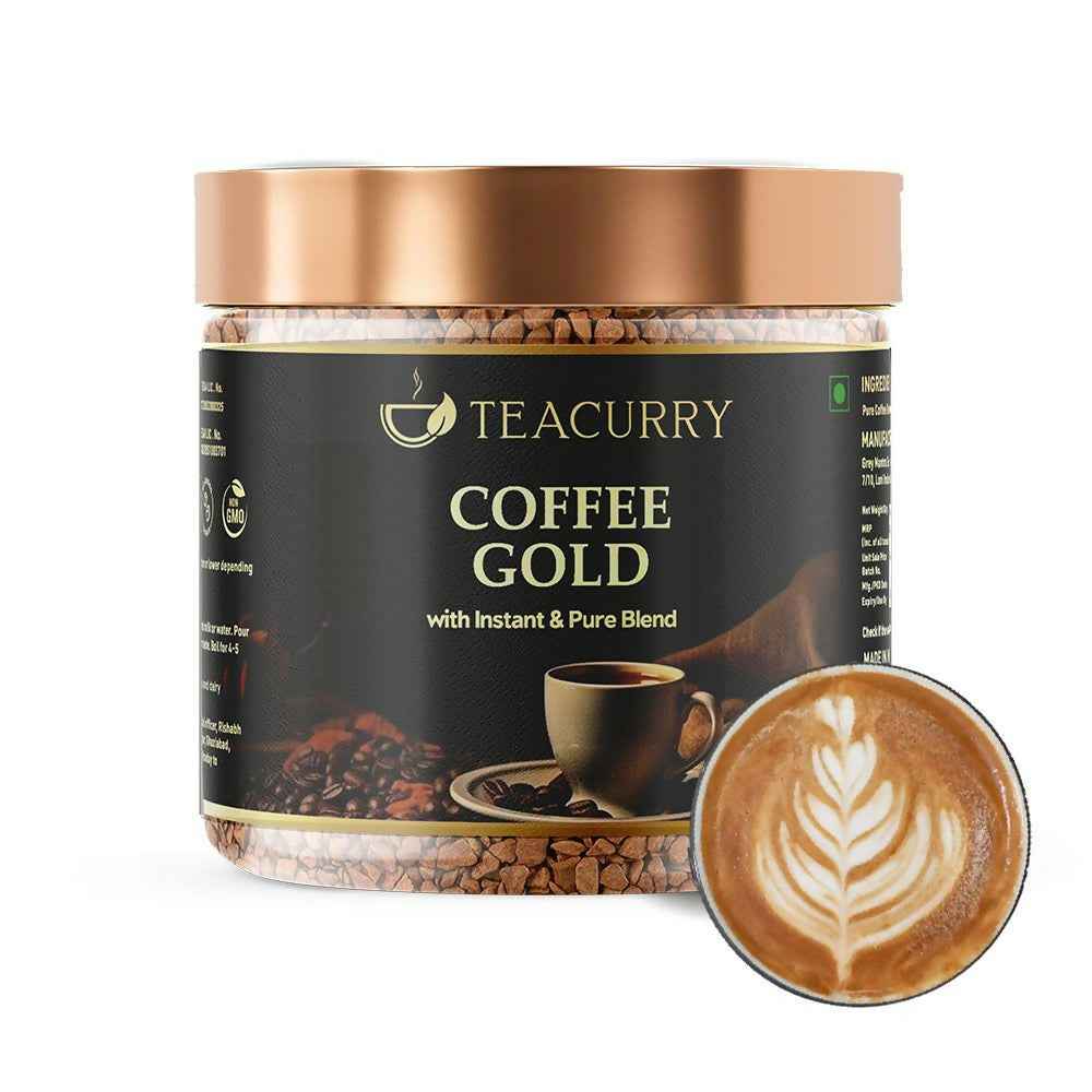 Teacurry Gold Instant Coffee Powder - Arabica Freeze Dried Coffee for Instant Hot &amp; Cold Coffee