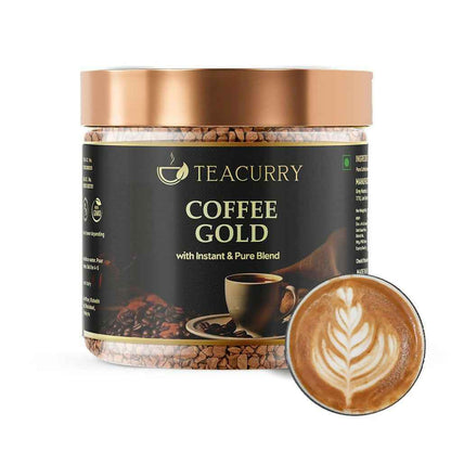 Teacurry Gold Instant Coffee Powder - Arabica Freeze Dried Coffee for Instant Hot &amp; Cold Coffee