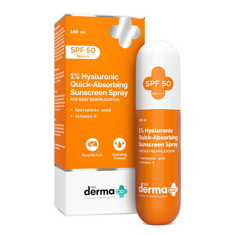The Derma Co 1% Hyaluronic Quick-Absorbing Sunscreen Spray with Hyaluronic Acid &amp; Vitamin E