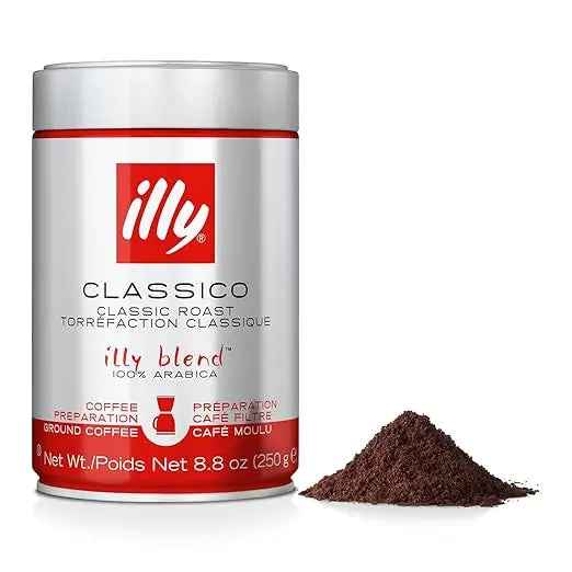 Illy Classico Medium Roast Ground Drip Coffee – 100% Arabica, Chocolate &amp; Caramel Notes, 8.8 oz Can