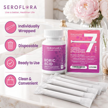 Boric Acid Vaginal Suppositories with Applicators (30/7ct) by Seroflora