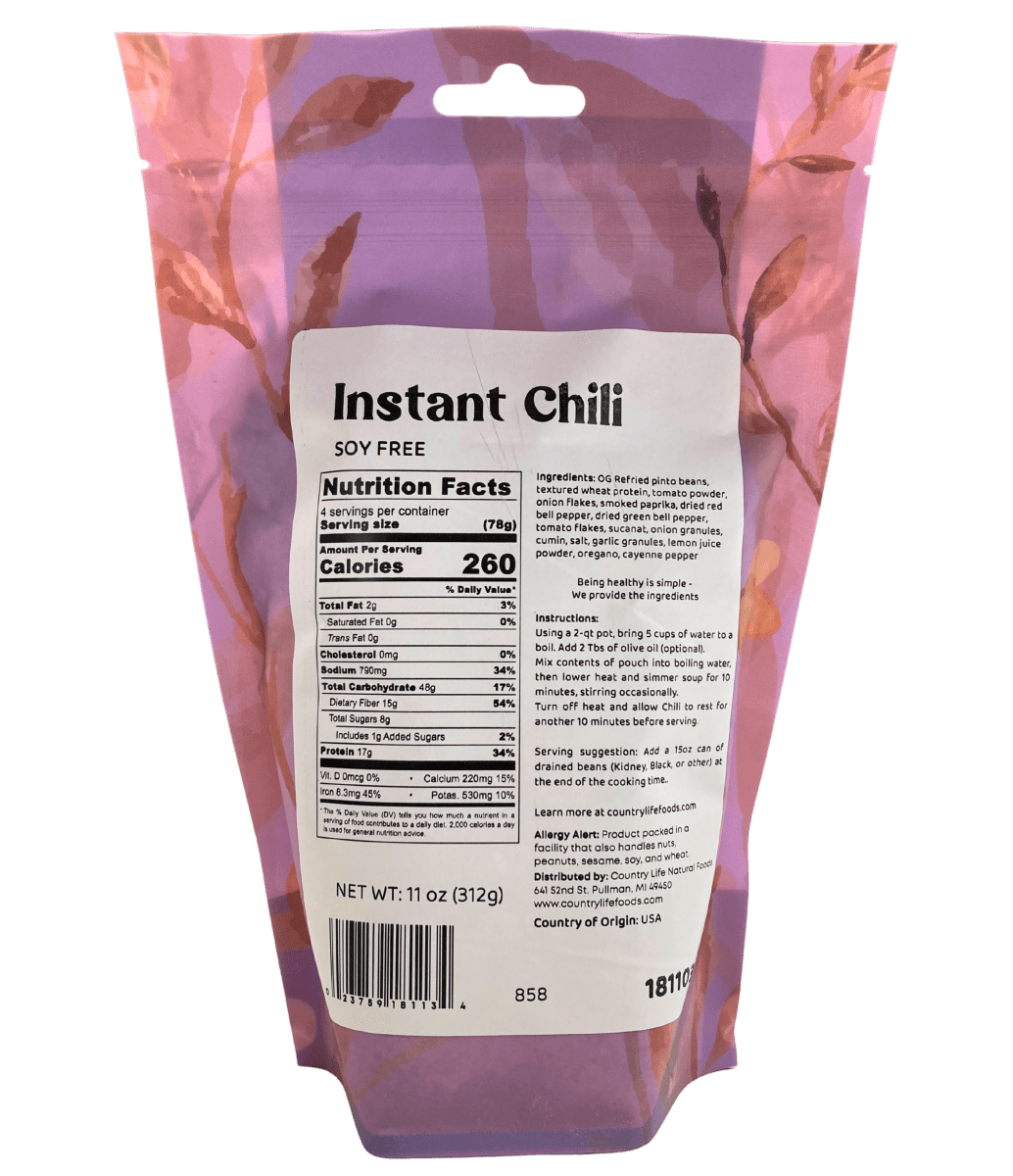 Instant Chili, Soy Free by Country Life Natural Foods